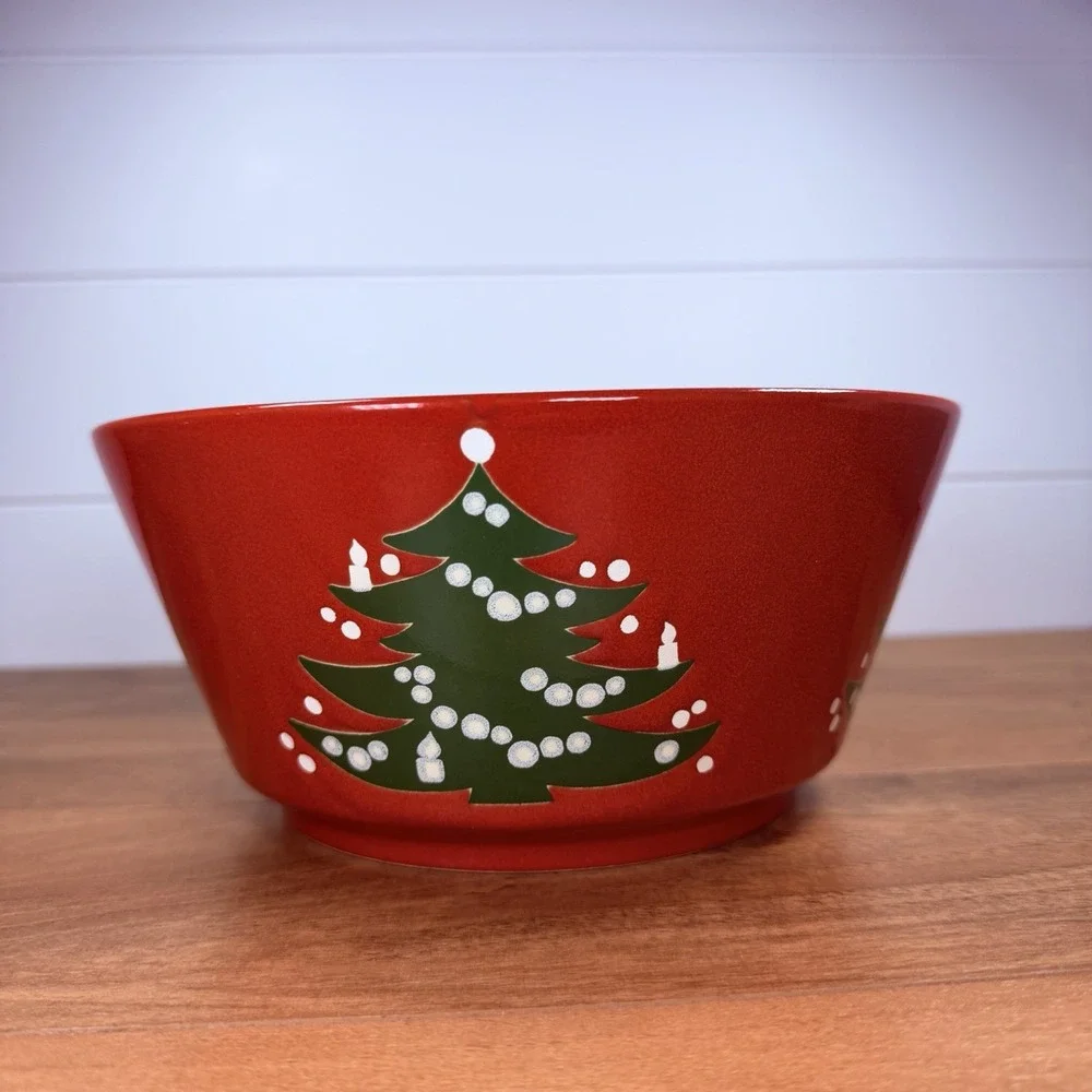 Vtg Waechtersbach Christmas Tree Lg Red Serving Salad Vegetable Bowl 9